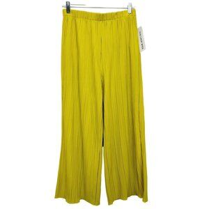 Rafaella Womens Wide Leg Pleated Pants M Yellow Olive  Comfortable Fit